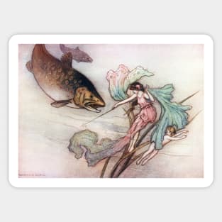 Tom and the Trout by Warwick Goble Sticker